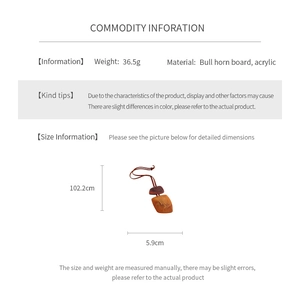 Infographic showing dimensions and materials for the irregular square pendant necklace