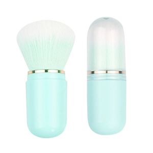 Pennello trucco a capsula retrattile verde menta con setole sintetiche morbide e fitte