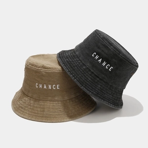 Washed Cotton Bucket Hat Retro Letter Embroidery Chance Sunshade Outdoor Leisure For Men And Women