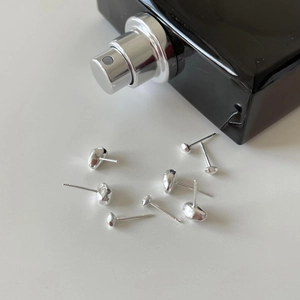 925 Sterling Silver Stud Earrings For Women Irregular Pebble Shape High Polished Minimalist Smooth Bean Jewelry