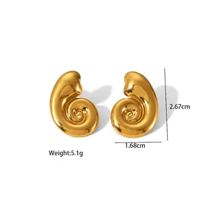Boucles d'oreilles spirales dorées polies au design élégant et profil de 2,67 cm