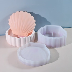 Molde de silicona para caja de almacenamiento de concha DIY para resina y yeso