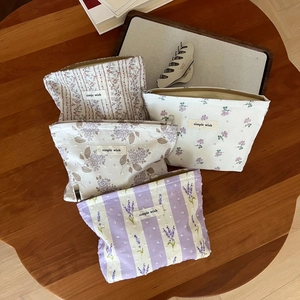 Blumen Baumwolle Kosmetiktasche Reißverschluss Aufbewahrungsbeutel Make-up Organizer Handytasche Japanischer Stil Tragbar