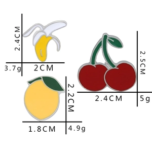 Fruit enamel pin set with banana cherry and lemon shapes for summer shirt accessories