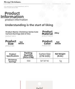 Detailed product card for 6-pair Christmas stud earrings set made of durable alloy