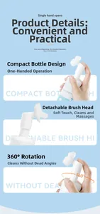 Detail view of the detachable 360-degree rotating silicone brush head for pet paw foam cleaner
