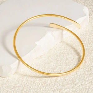 304 Stainless Steel Minimalist Cuff Bracelet 18K Gold Plated Adjustable Open Bangle Jewelry For Women
