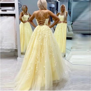 Robe De Soirée Élégante En Dentelle Dos Nu Bandage Croisé Robe Longue Formelle Broderie Florale Tulle Sans Manches Pour Femmes