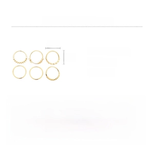 Detail of 6-piece zircon geometric ring set in copper showing dimensions and parameters