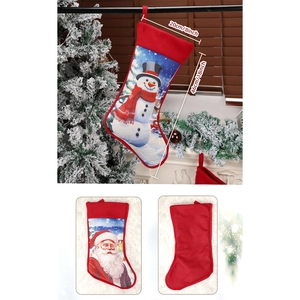 Christmas stockings set with Santa and Snowman patterns, 46cm tall for festive decor