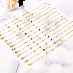 Collection of 18k gold plated titanium steel bracelets with butterfly and clover charms