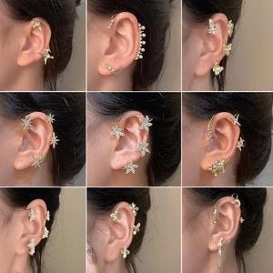 Legierung Schmetterling Stern Ohrklemme Mit Strass Künstliche Perle Ohne Piercing Wickeln Clip Auf Ohrringe Damen Mode Schmuck