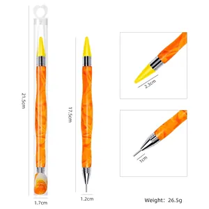 Outil de pointage en acrylique marbré pour nail art avec double tête et tube clair