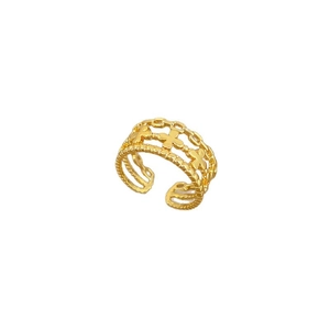 Bague trèfle minimaliste en or avec design évidé multicouche et anneau réglable pour femme