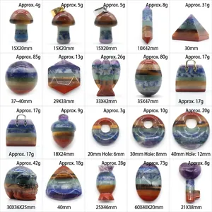 7 Chakra natural stone carvings in 20 shapes including angel pyramid and skull crystals
