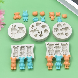 Cartoon Animal Head Silicone Molds For DIY Handmade Fondant Chocolate Baking Clay Resin Casting Bear Rabbit Shapes
