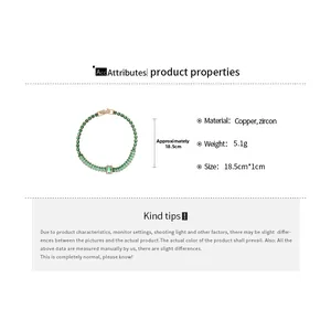 Specifiche dettagliate sulle dimensioni del bracciale in zircone dorato con smeraldo