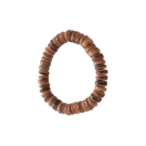 Vintage wood and coconut shell beaded bracelet set with natural brown textured beads