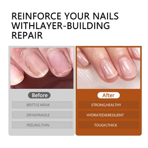 Nail repair serum for thinning and dry nails showing before and after thickening results
