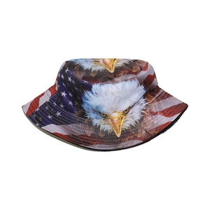 Unisex US flag fisherman hat with bald eagle print for summer outdoor sun protection