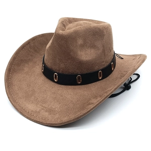 Suede Western Cowboy Hat Wide Brim Ethnic Style With Metal Eyelets And Adjustable Rope Retro Jazz Fedora For Men Women