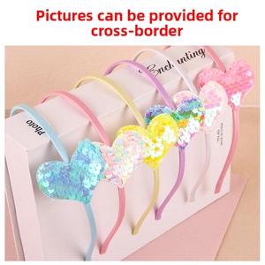 Lot de six serre-têtes cœurs à paillettes colorés aux tons pastel pour fillettes