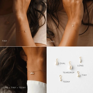 14K vergoldetes Edelstahl-Perlenarmband mit verschiedenen Süßwasserperlenformen