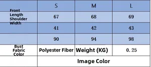 Detailed size chart for women's V-neck sleeveless knit vest in S, M, and L sizes