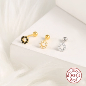S925 sterling silver screw back stud earrings with sparkling cubic zirconia in gold and silver