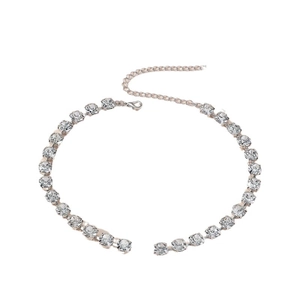 Elegant silver rhinestone choker necklace with adjustable lobster clasp on white background