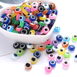 Colorful resin evil eye flat round beads in heart bowl for DIY jewelry making accessories