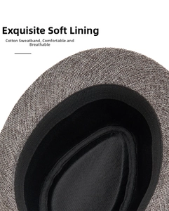 Detailed close-up of the breathable cotton sweatband and soft lining inside the straw hat