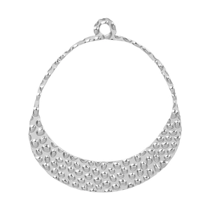 Detailed close-up of a silver 304 stainless steel pendant with textured hammered finish