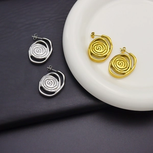 Minimalist Spiral Vortex Stud Earrings Stainless Steel 18K Gold Plated Geometric Fashion Jewelry For Women