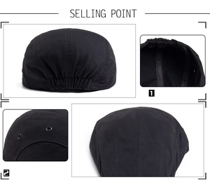 Detail view of cotton ivy cap showing metal side eyelets and elastic band adjustment