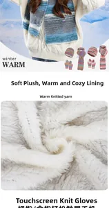 Détail de l'ensemble d'hiver avec doublure pelucheuse et gants pour écrans tactiles