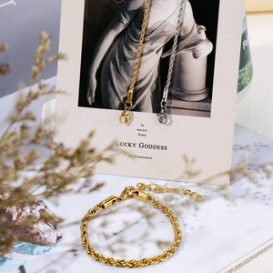 Elegant gold and silver twist rope bracelets with lobster clasp and extension chain