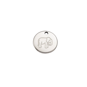 Minimalist silver elephant pendant in stainless steel with simple line engraving