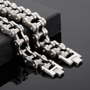 Bracelet chaîne de vélo en acier inoxydable pour homme avec finition mate punk