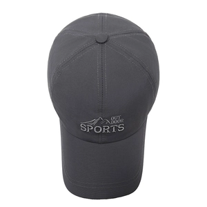 Dunkelgraue, schnell trocknende Baseballkappe mit Stickerei und Outdoor-Sport-Logo