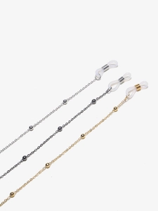 Lot de 3 chaînes à lunettes en métal doré, argenté et noir avec perles et embouts silicone