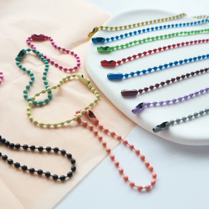 Colorful 2.4mm painted bead chain kit with metal connectors for DIY jewelry and keychains