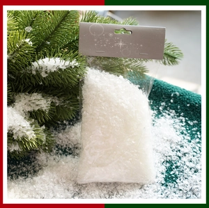 Detailed macro view of artificial white snow flakes for Christmas tree decoration scenery