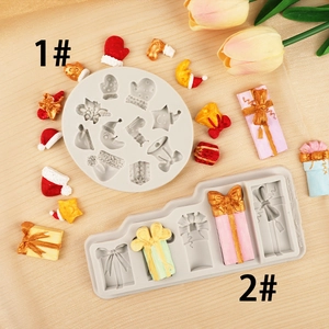 Silicone Christmas Mold Santa Hat Gloves Bell Gift Box Fondant Cake Decorating Tool DIY Resin Clay Handcrafted Dessert