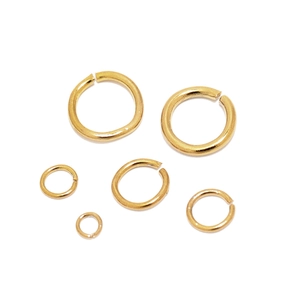 Set of 6 sizes 18K gold plated stainless steel open jump rings for DIY jewelry making