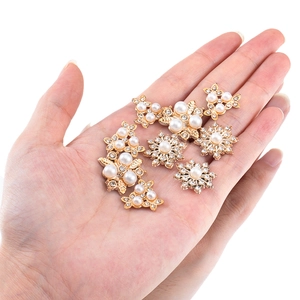 Golden pearl and rhinestone DIY craft accessories set with various floral shapes