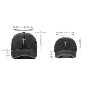 Lot de 2 casquettes de baseball en coton délavé avec broderie Faith et guide tailles