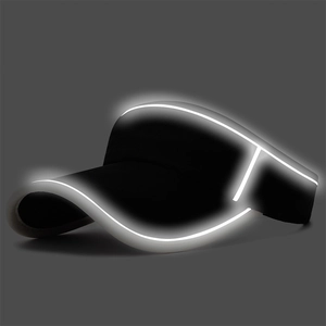 Unisex black sun visor with LED glowing edges for outdoor running and summer sports