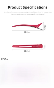 Detailed size specifications of 11.2cm professional ABS hair clips in multiple colors