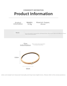 Guide des tailles pour jonc plaqué or 18K avec zircon, diamètre 6,6cm et poids 13,2g